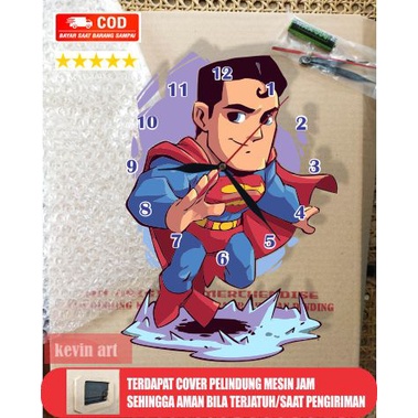 JAM DINDING KAYU UNIK KARAKTER SUPERMAN TERBARU PALING LARIS BESAR KARAKTER TEMPEL TEMBOK 3D DEKORASI DINGDING KEREN KOLEKSI HADIAH KADO ULANG TAHUN
