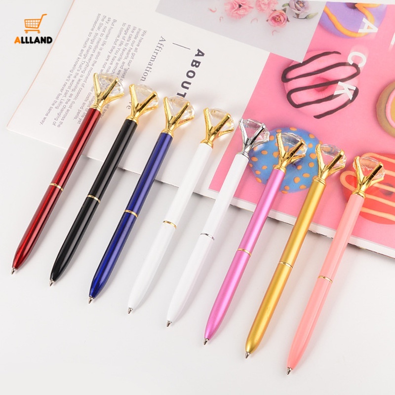 1pc / Set Pulpen 0.5mm Bahan Metal Hias Kristal / Berlian Besar Kreatif Untuk Pelajar