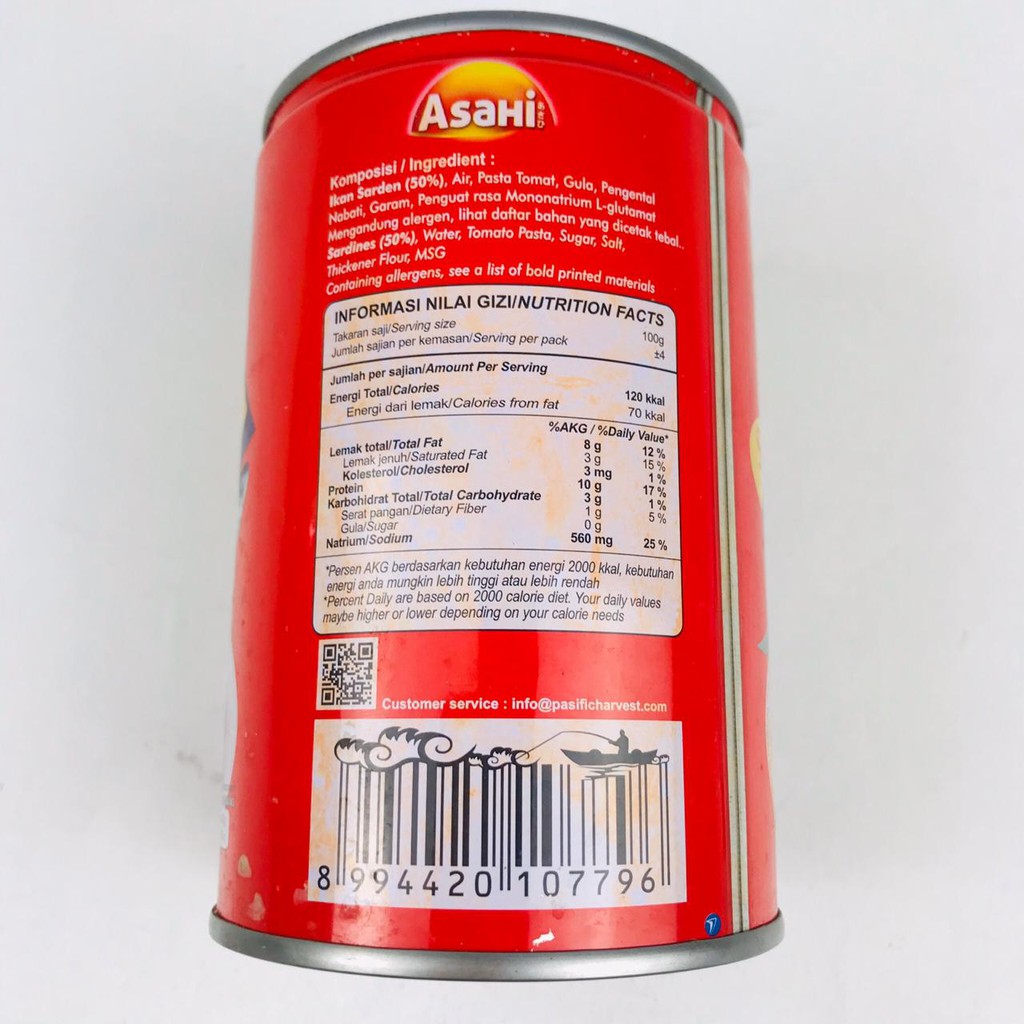 ASAHI SARDEN SAUS TOMAT 425g / IKAN KALENG