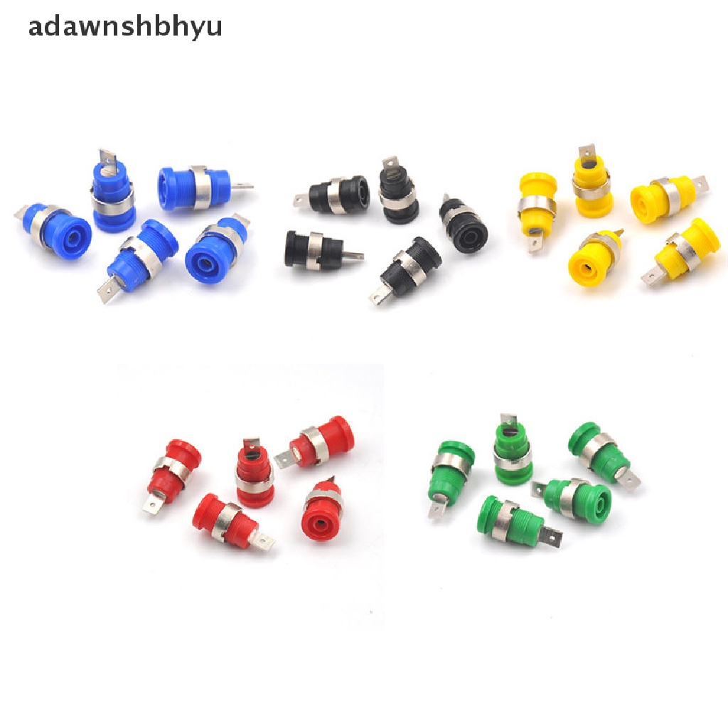 Adawnshbhyu 5Pcs 4mm Colokan Pisang Female Jack Socket Plug Wire Connector 5warna