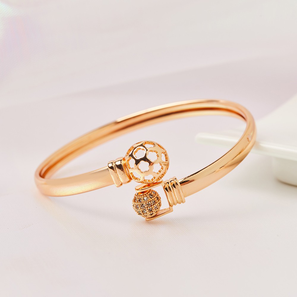 Gelang Tangan Bulat Lapis Emas 24k Fashion Gelang Aksesoris Wanita Bangle Berlian Tidak Luntur