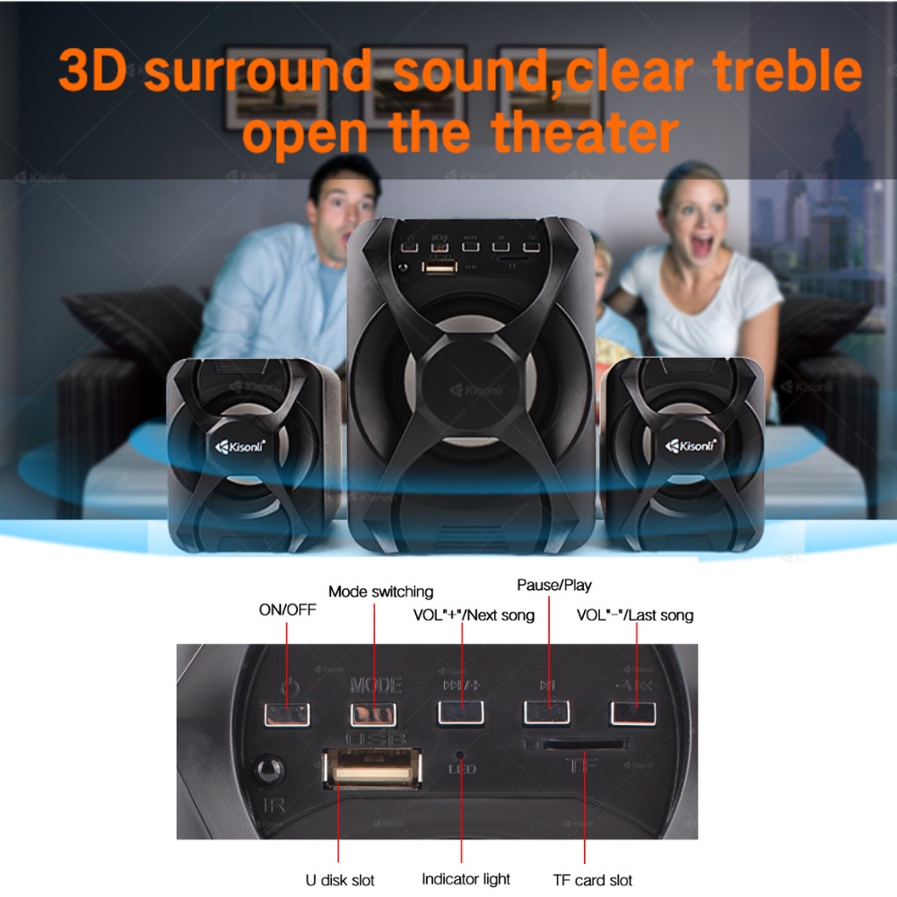 Speaker Bluetooth Kisonli U2500BT Gaming Speaker Gratis Remote - XOBOX