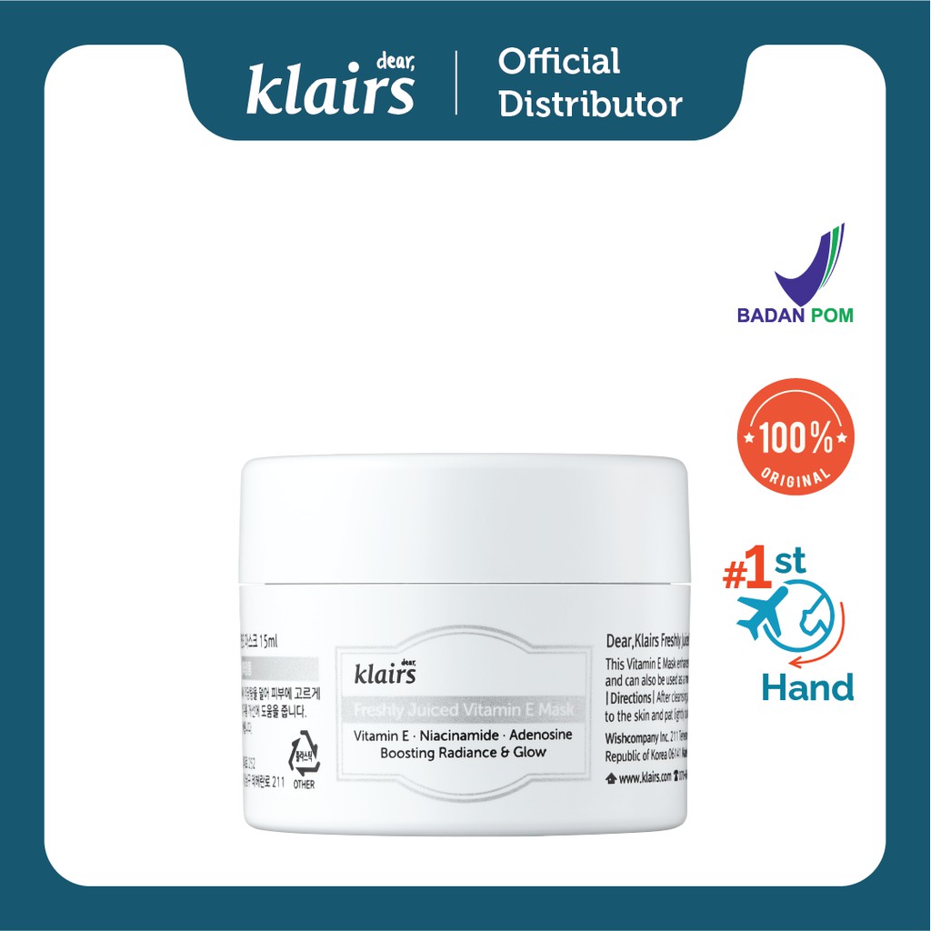 [Official Distributor] Klairs: Freshly Juiced Vitamin E Mask 15ml