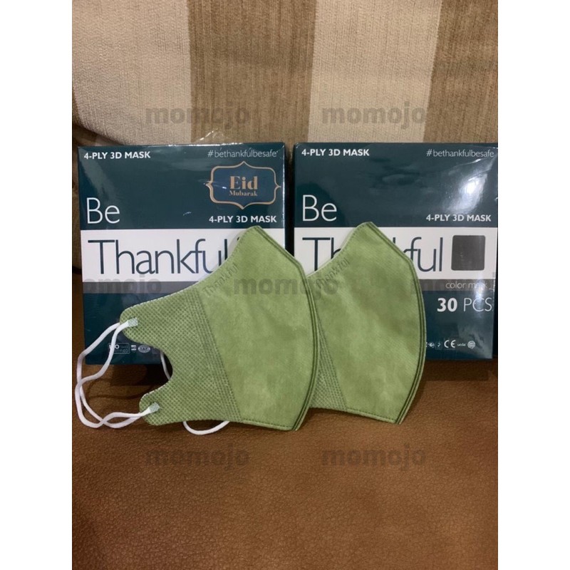 MASKER DUCKBILL THANKFUL 3D MASK 4 PLY EARLOOP EDISI LEBARAN / MASKER LEBARAN KEMASAN BOX ISI 30 PCS