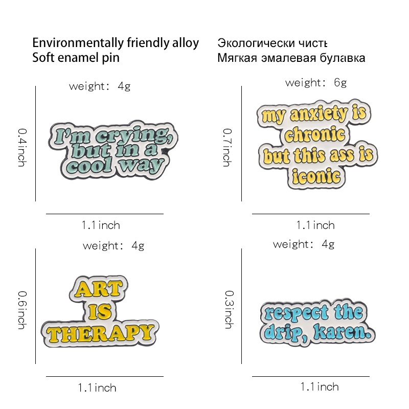 Bros Pin Enamel Desain Seni Terapi 4 Gaya Untuk Hadiah Teman