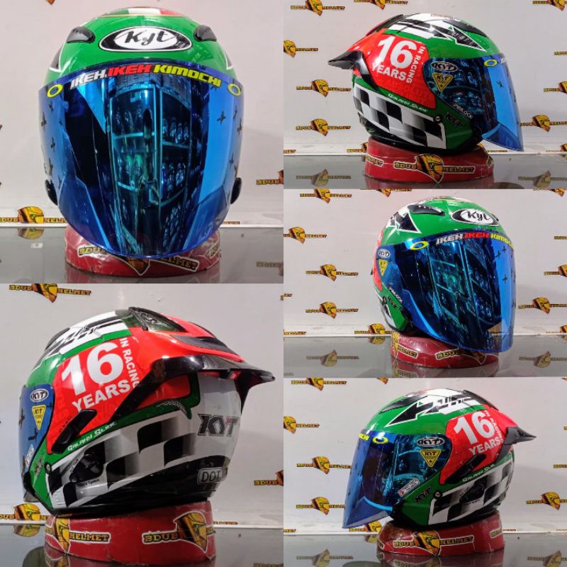 HELM KYT GALAXY FLAT R MOTIF#5 AQUA BLUE/PAKET GANTENG 100%ORIGINAL SNI-DOT-GRENN 16/VENOM/BLUE