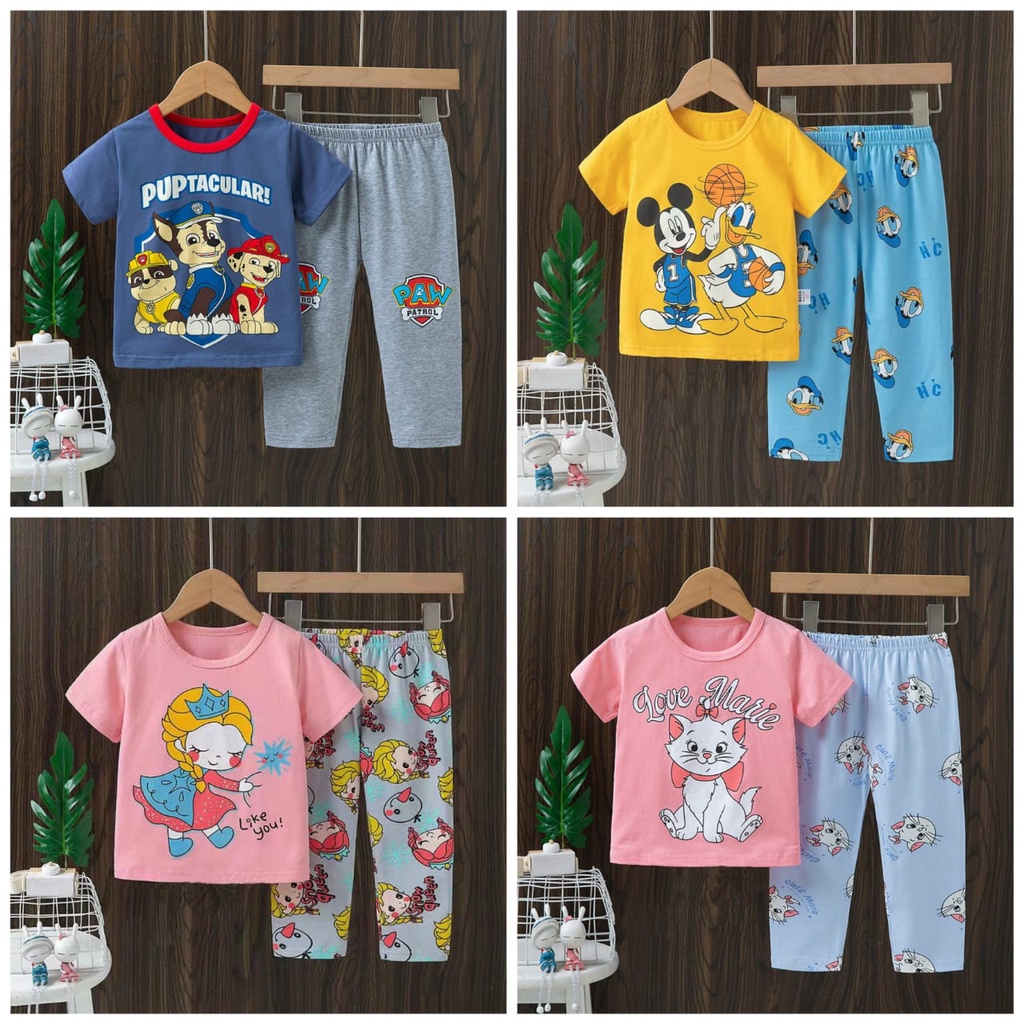 BANYAK MOTIF piyama anak lengan pendek celana panjang import anak kubao 1-6 tahun cowok cewek