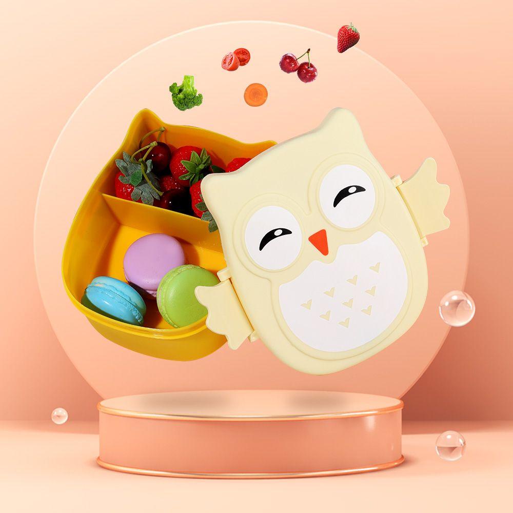 Solighter Lunch Box Kartun Sendok Cute Owl Wadah Makanan