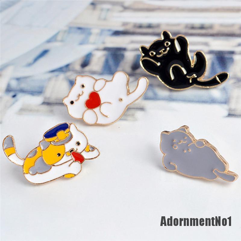 (Adornmentno1) 4pcs / set Bros Pin Enamel Desain Kartun Kucing Untuk Wanita