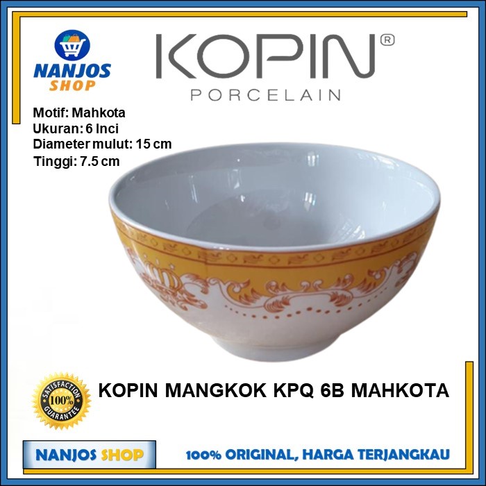 Kopin  Mangkuk / Mangkok Keramik Porcelain Bowl Mahkota Mewah Kpq 6b 6 Inci