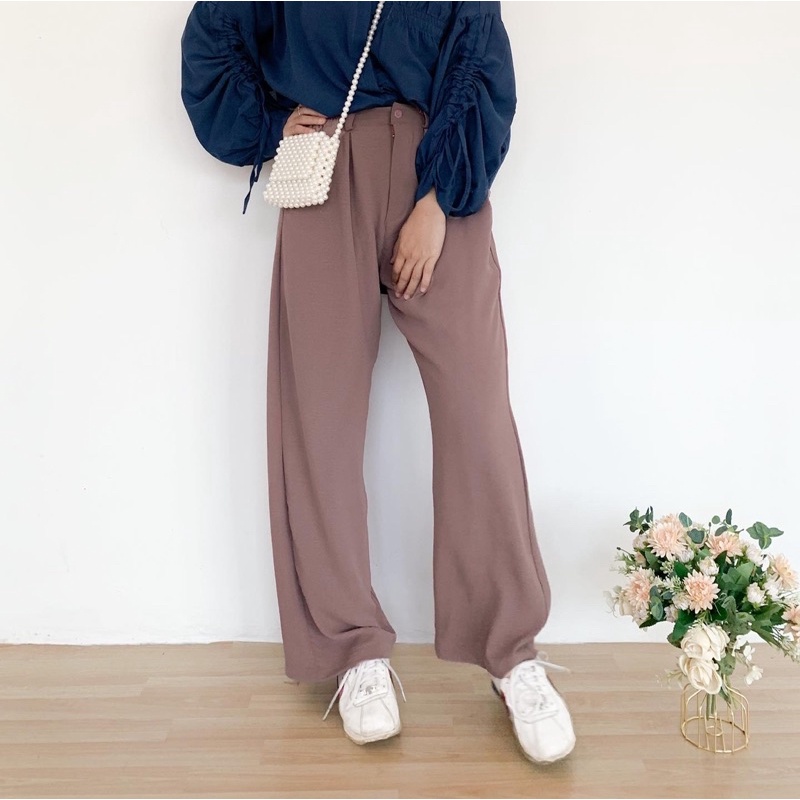 Diora Crinkle Cullote Celana Bahan Anti Kusut Jumbo Bumil Friendly