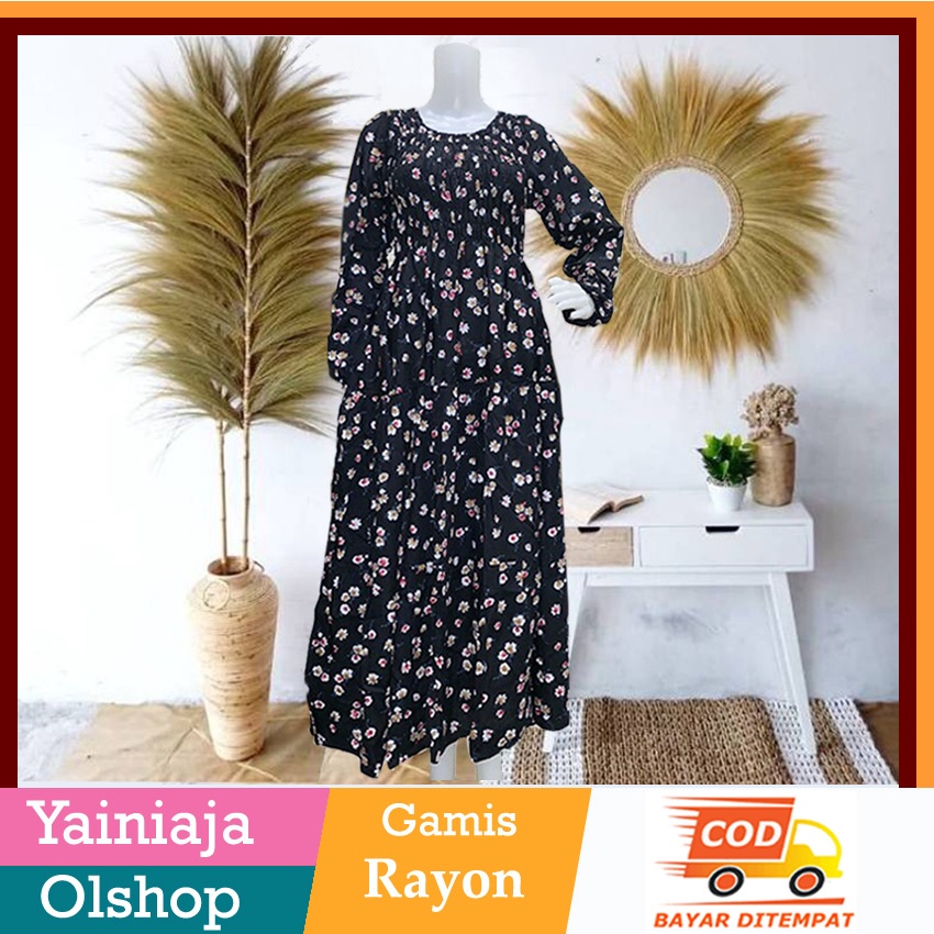 Gamis Kerut Rayon lengan panjang / GAMIS PANJANG KERUT BAHAN RAYON