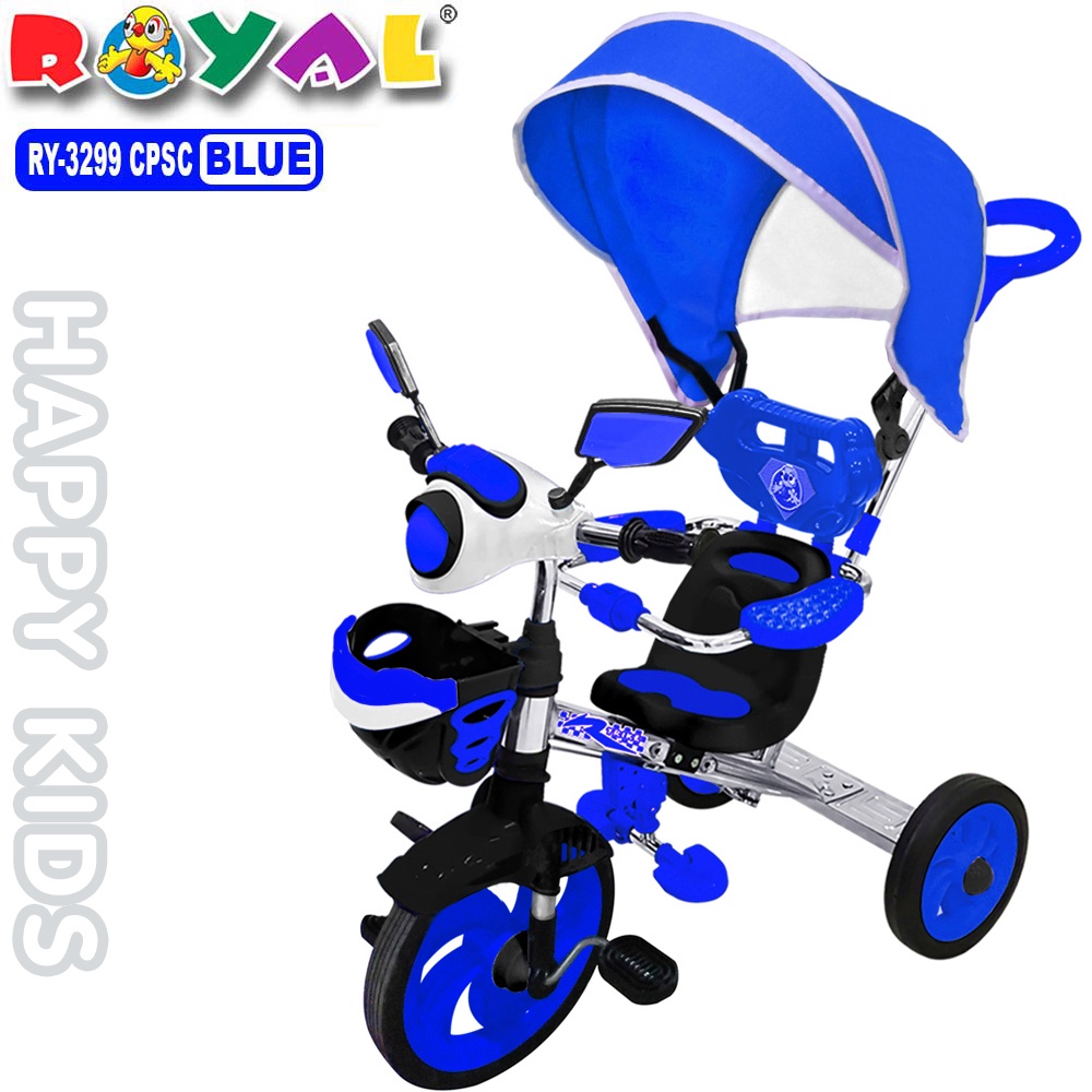 TERLARIS SEPEDA RODA TIGA CHROME STAINLESS ROYAL TIPE 3299 canopy