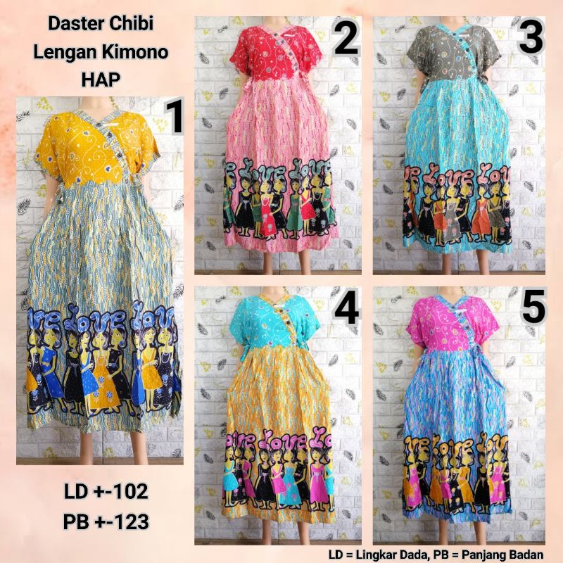 Daster Chibi Lengan Kimono HAP LD 100 Adem Busui Friendly BU TEJO IKTCT + BGHS