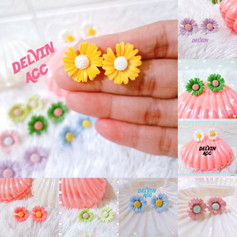 COD Anting wanita bunga daisy model korea unik lucu