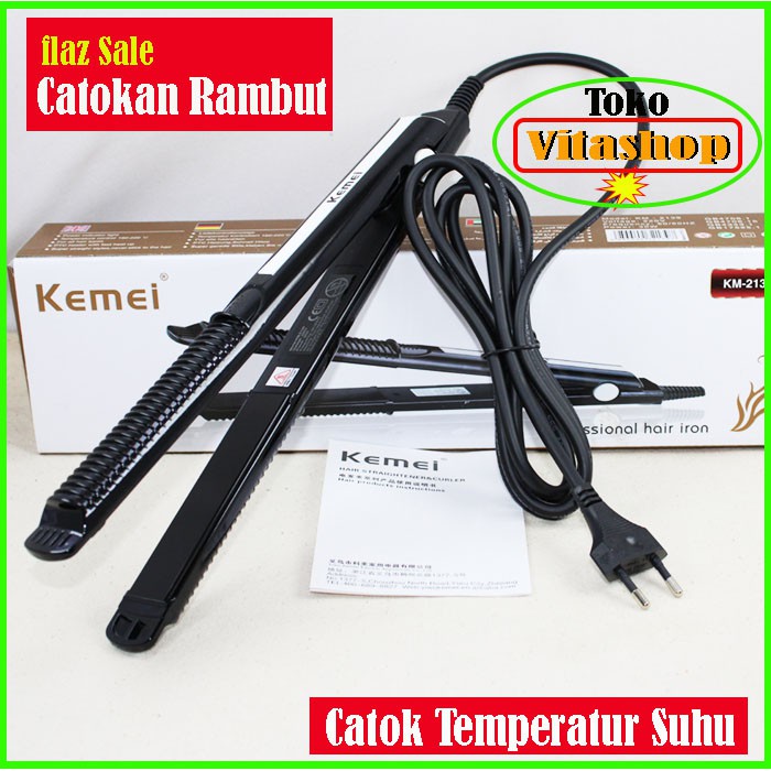 Catokan Kemei KM 2139 + GRATIS PENCIL ALIS 3 WARNA Catok Rambut Profesional 2 IN 1