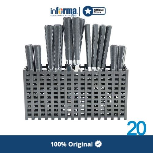 Informa - Peralatan Makan Set - Cutlery Set W/ Holder Hudson Grey (20)