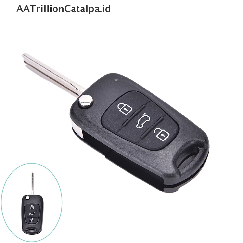 Aatrillioncatalpa Rumah / Casing Kunci Remote Lipat 3 Tombol Plastik Warna Hitam Untuk Hyundai I20 I30 IX35 I35