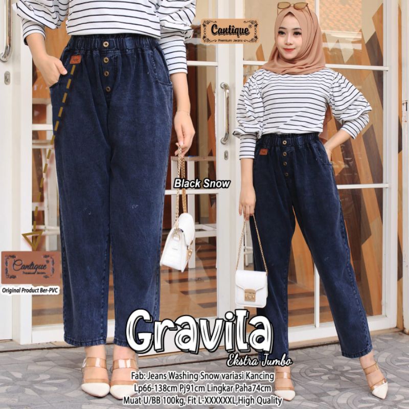 GRAVILA EKSTRA JUMBO BY CANTIQUE (BAGGY JEANS WANITA) Celana baggy jeans rekomeded