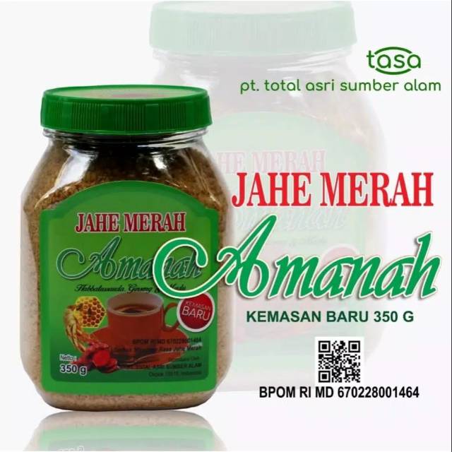 

Jahe Merah Amanah plus Habbatussaudah dan Gingseng Instant Kemasan Baru 330 Gram Toples