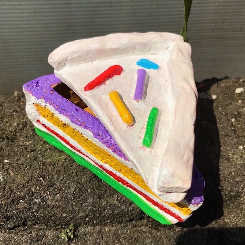 rainbow cake slice jewelry box / trinket dish (handmade clay) | trinket dish aesthetic