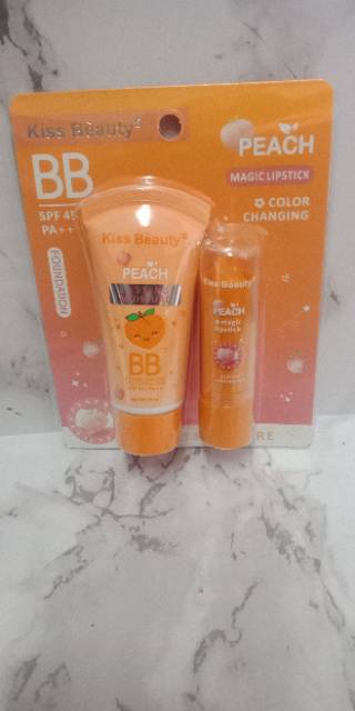 BB FOUNDATION KISS BEAUTY PEACH + LIP BALM MAGIC / PEACH  VIT BIBIR