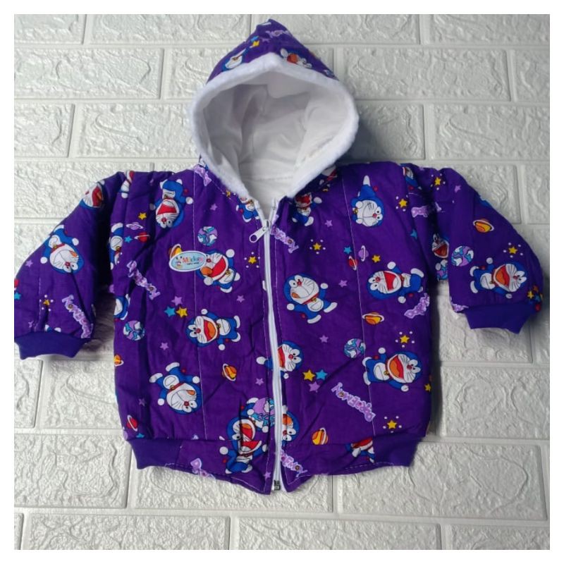 jaket bayi printing gambar kartun karakter lucu untuk usia 0-18 bln-Ungu