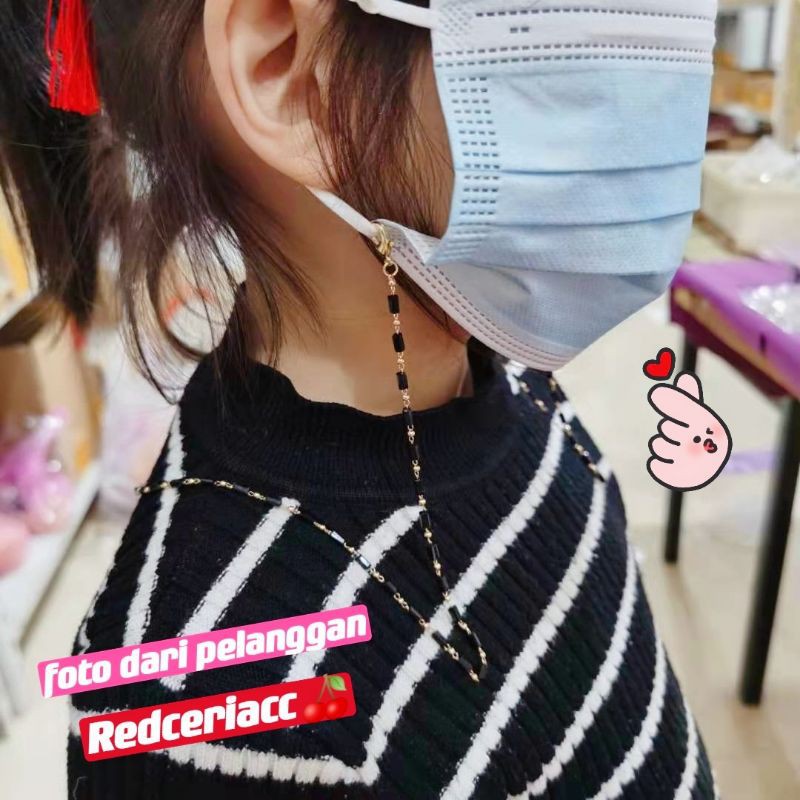 tali masker kalung rantai gantungan masker premium kristal rectangle mode gaya korea terbaru