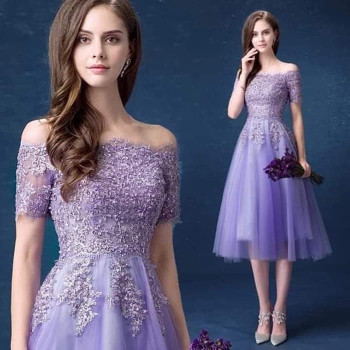 Diskon Gaun Pesta Party Dress Ungu Sabrina Termurah