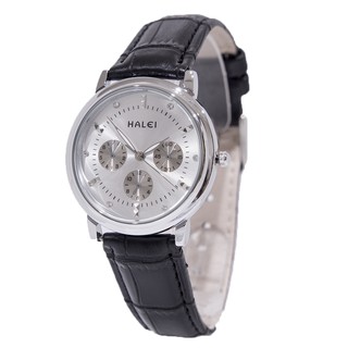 Jam Tangan Fashion Tali Kulit Halei 436M Silver Tali Hitam Jam Tangan Fashion Tali Kulit Halei 436M Silver Tali Hitam