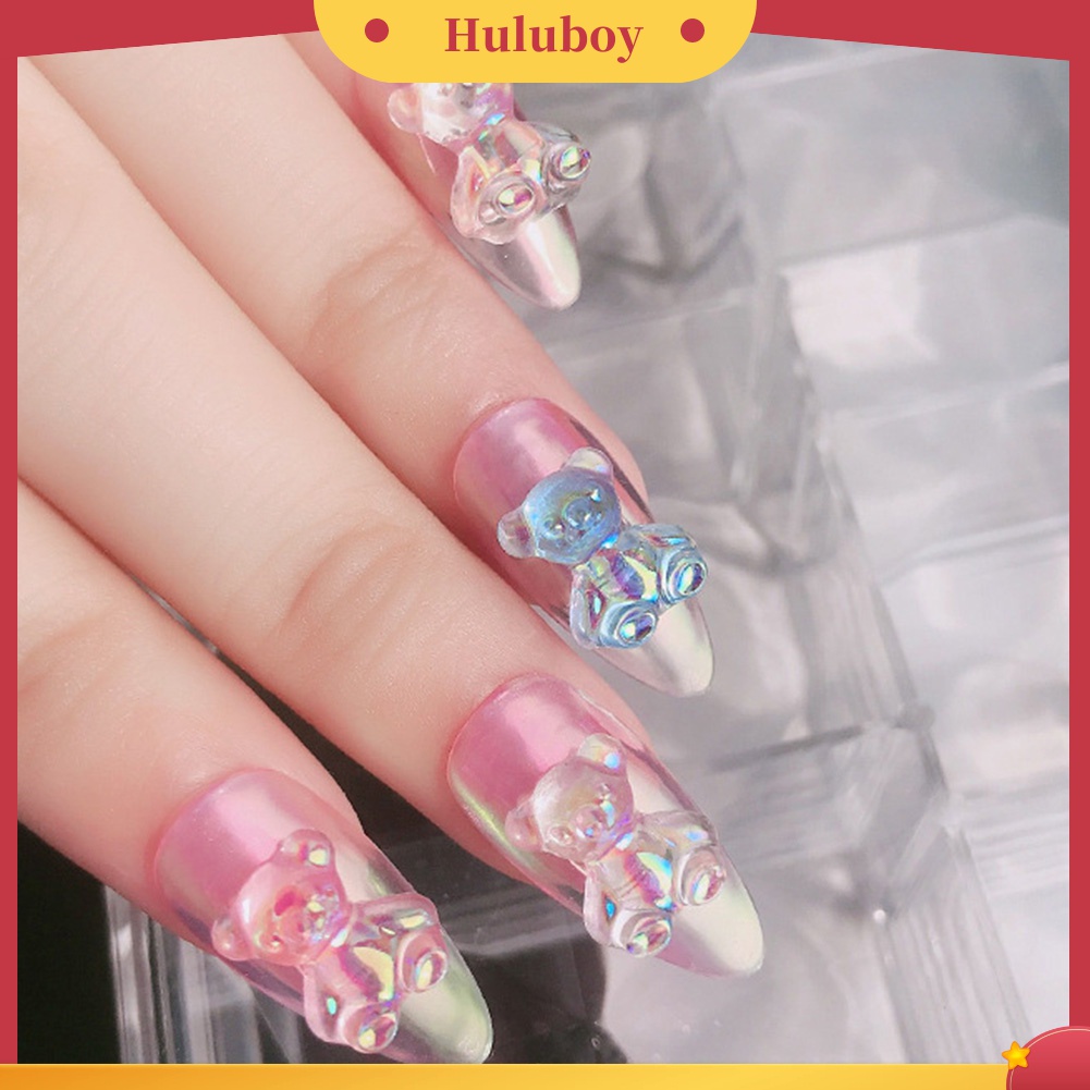 Huluboy Huluboy♡ 12pcs Ornamen Beruang 3D Lucu Untuk Dekorasi Kutek Gel UV Manicure DIY