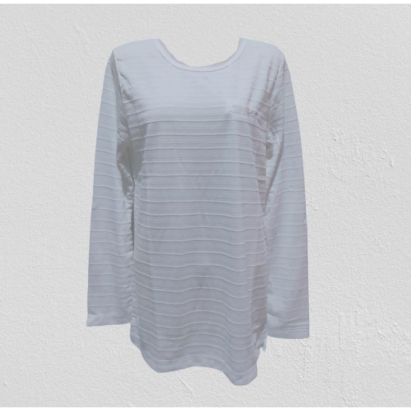 Kaos wanita chisel lengan panjang (putih salur)