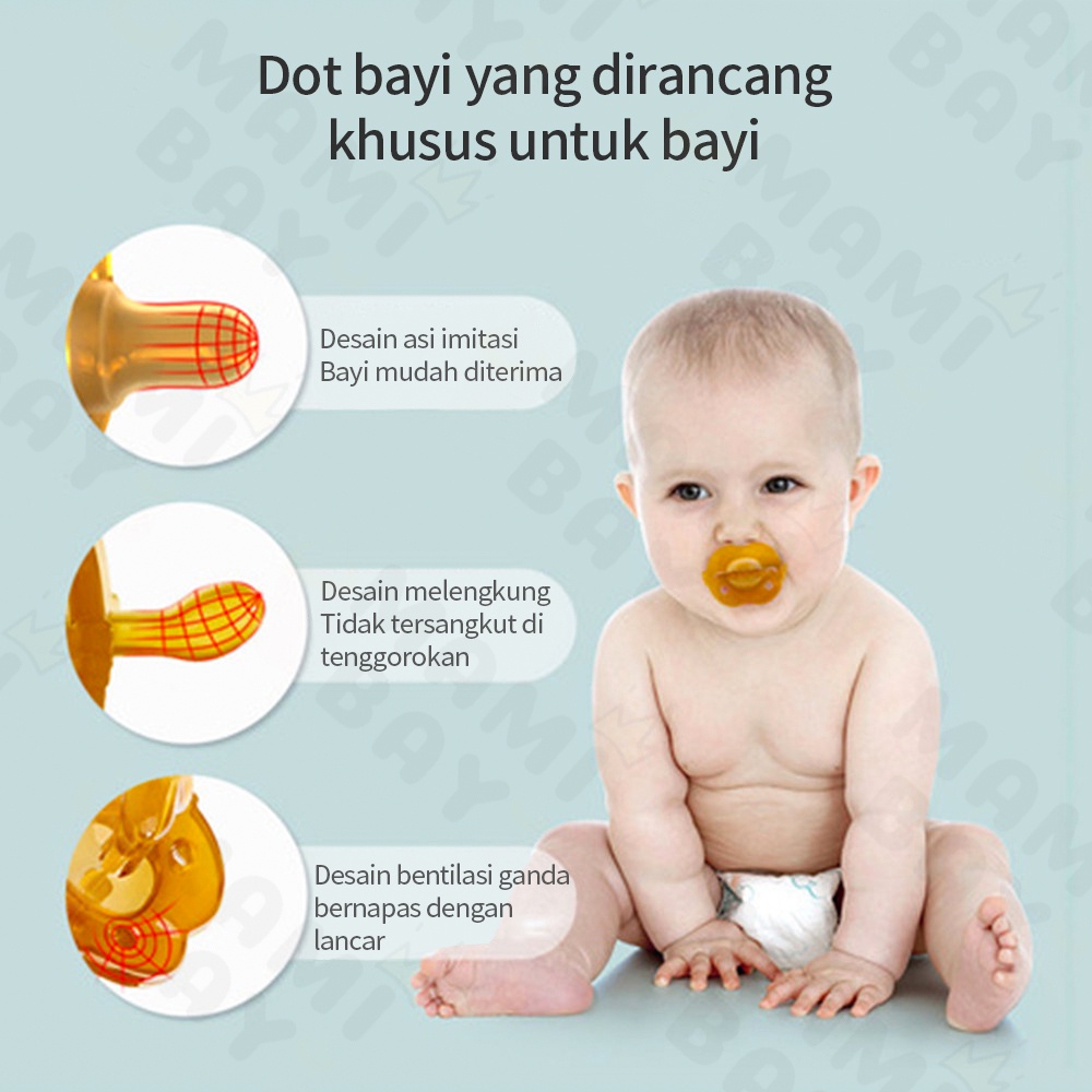 Mamibayi Empeng bayi bentuk kucing  bahan silikon BPA free dot bayi dengan rantai dan kotak