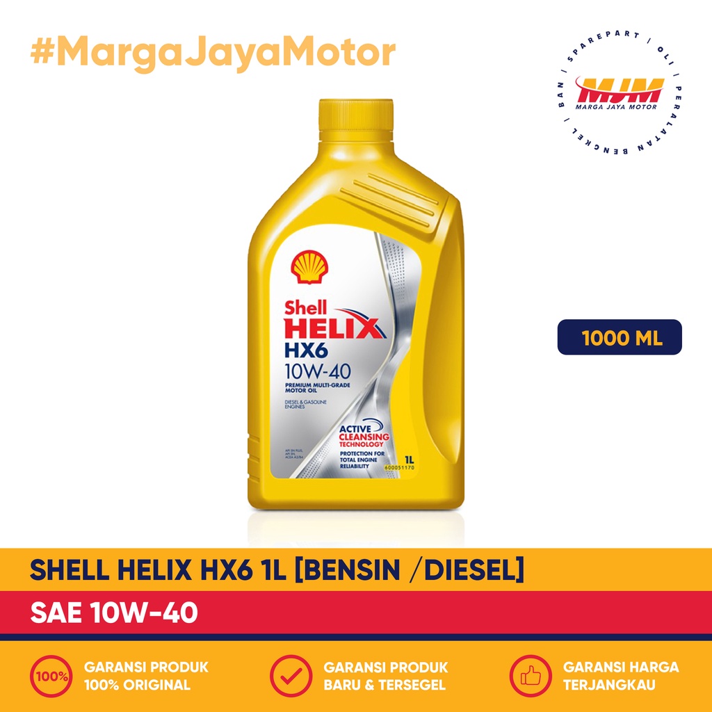 Shell Helix HX6 10W/40 1000ml Bensin Diesel Shell Oil 1L