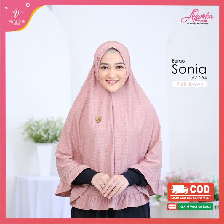 Khimar Syari Jumbo Dewasa by Azamka Hijab Bergo Sonia Jilbab Instan Non Pet Bahan Jersey Signature P