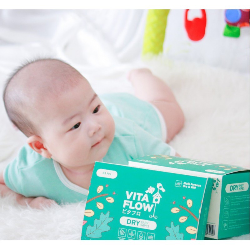 Vitaflow Multi Purpose Dry Tissue Baby Wipes Bayi - 25pcs