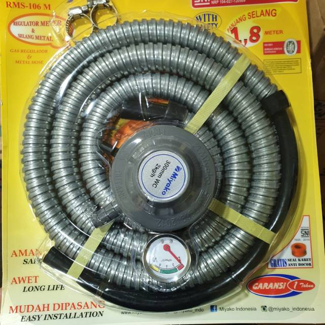 Miyako regulator RMS 106 / Selang gas miyako RMS106 / Selang metal dan Regulator miyako 106