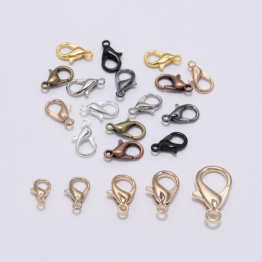 50pcs / Lot Kait Lobster Bahan Alloy Warna Gold / Silver / Perunggu Gaya Antik Untuk Kalung / Gelang Diy