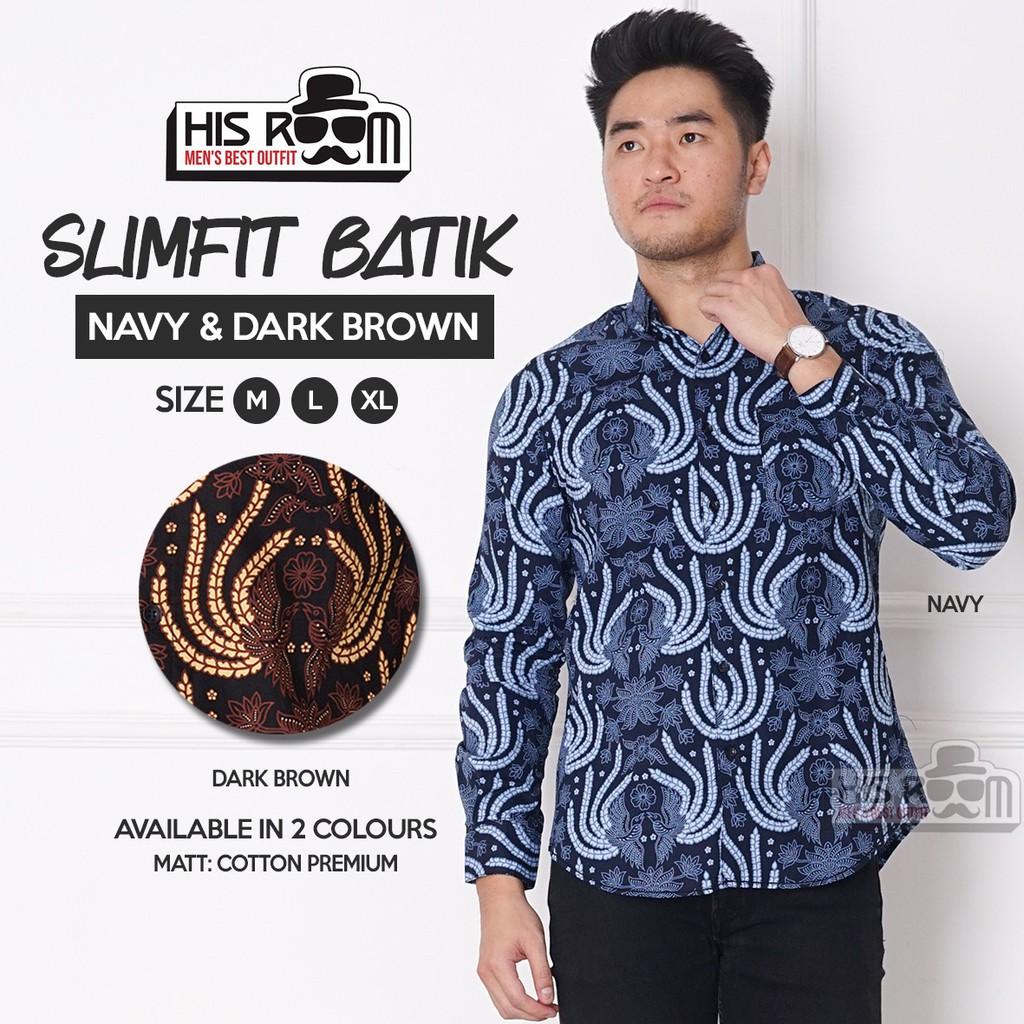 HSRM - Kemeja Batik Pria Lengan Panjang Kemeja Batik Modern Hem Batik Pria Slimfit 215 216