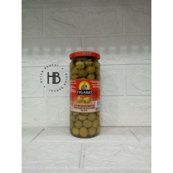 Jual Buah Zaitun Hijau Figaro Stuffed Green Olive 450 Gr Pickles Shopee Indonesia