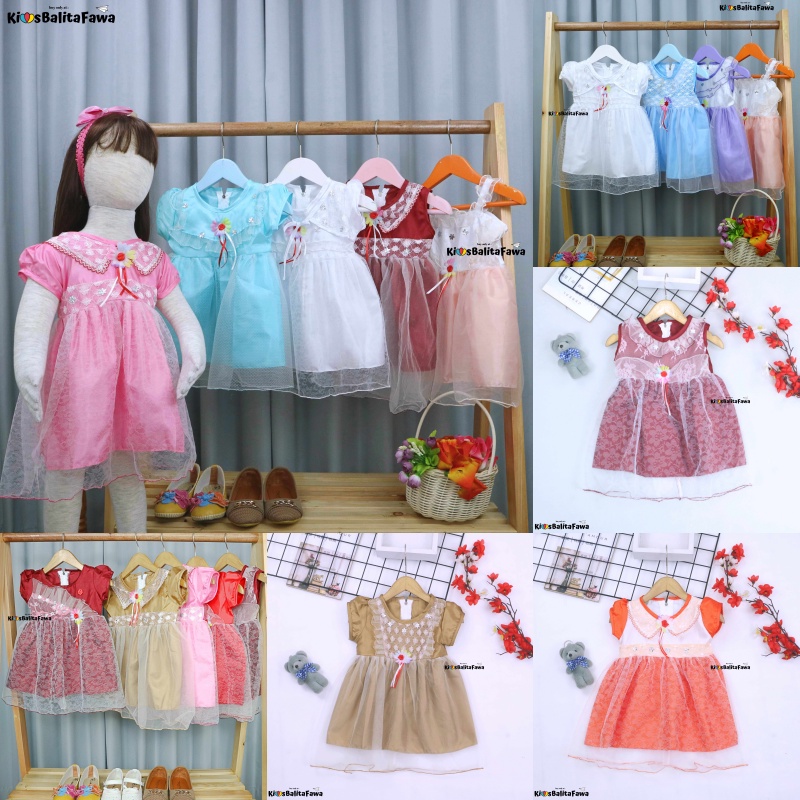 Gaun Bayi Uk. 0-12 bulan / Dress Bayi Anak Perempuan Murah Gaun Pesta Motif Polos Lengan Lucu