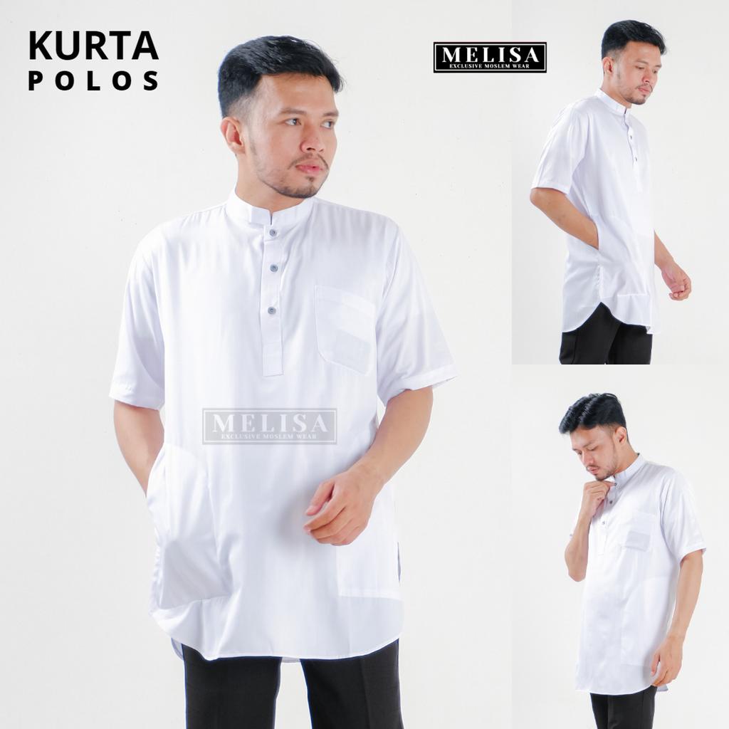 Baju Koko Kurta Lengan Pendek Baju Koko Fashion Muslim Pria Dewasa Terbaru Koko Pria Muslim Bahan Katun Tesla Premium Baju Koko Pakaian Muslim Pria Dewasa Remaja Lengan Pendek Premium Terbaru Baju Koko kurta Laki-laki Muslimin-Warna Putih Polos Keren