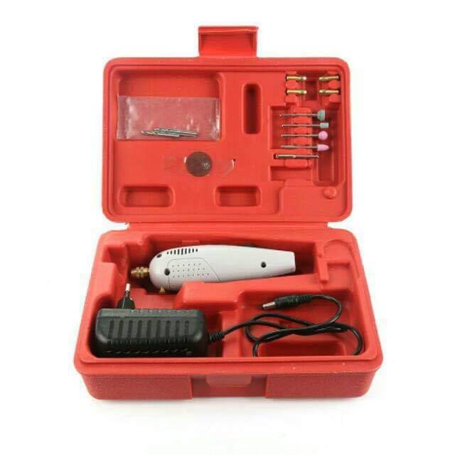 Mini drill / minidrill set bur poles veneer gigi minidril gigi palsu premium box merah / minindril