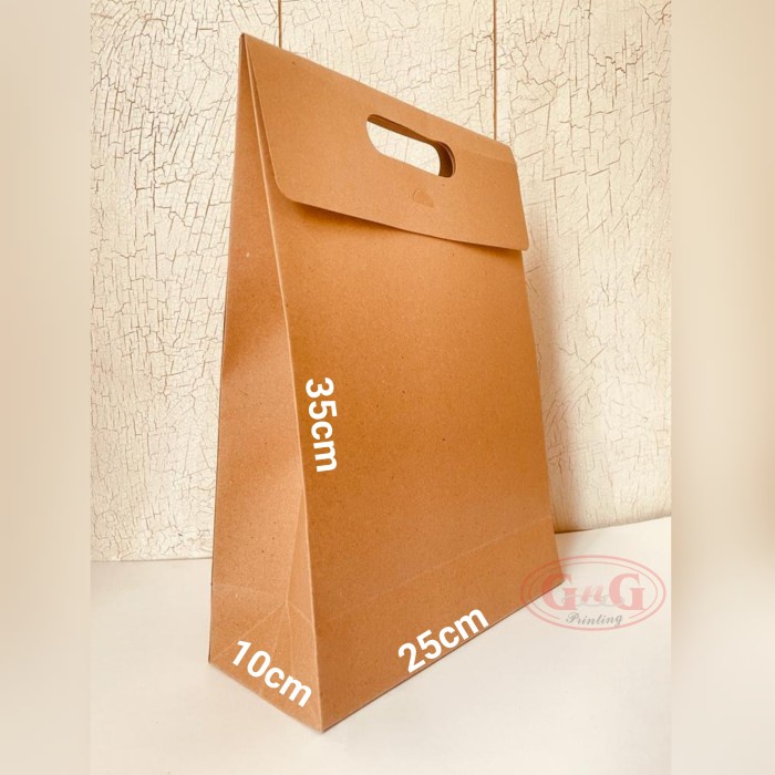 

PROMO Paper Bag Polos Kraft Tebal Amplop Plong Pengiriman Olshop, 25x10x35