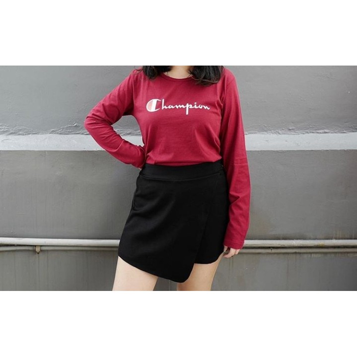 Kaos Lengan Panjang Champion (Merah Maroon)