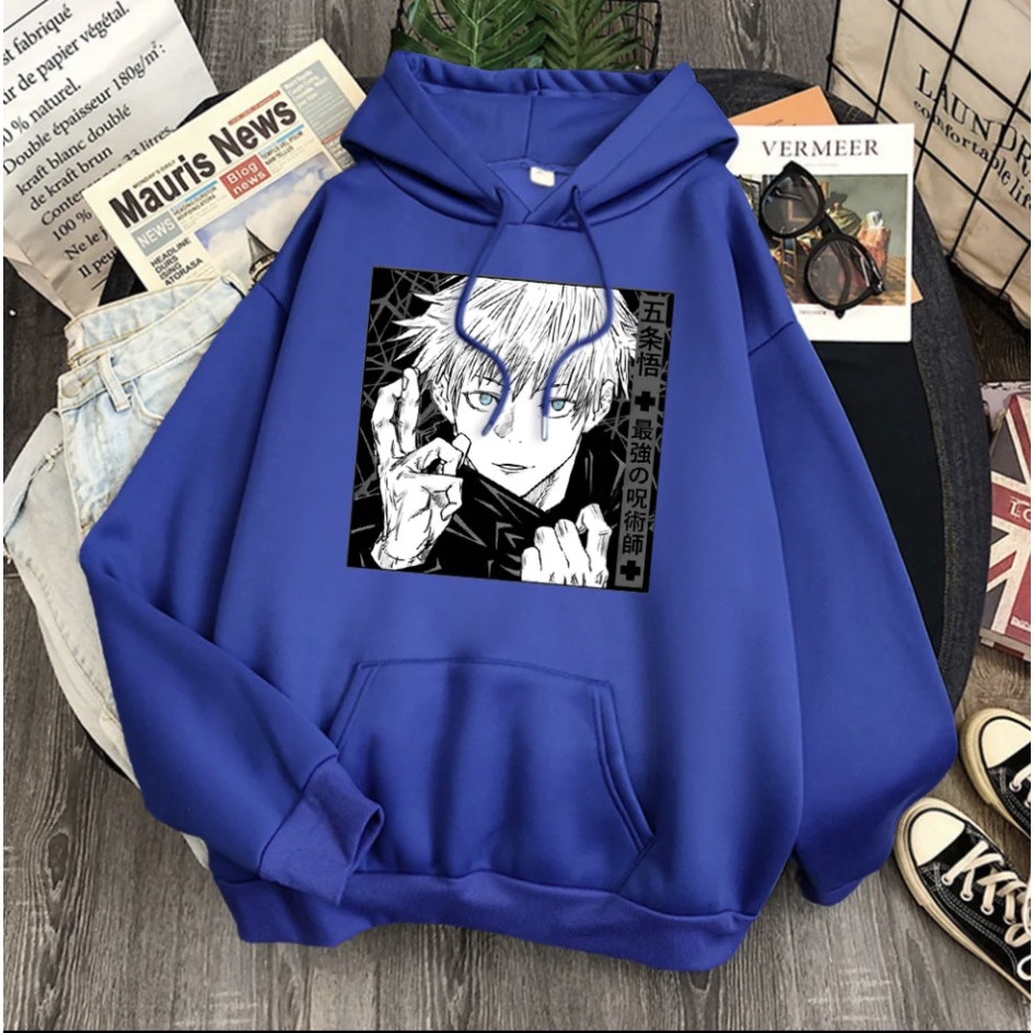 SATORU GOJO ILUTION ANIME Jumper Hoodie II Sweater Hoodie Anime II Sweter Oblong Topi Sz M - XL ( Pria &amp; Wanita / Anak &amp; Dewasa )