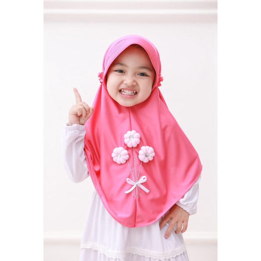 ALFATIH STORE / Jilbab Anak MISHA BUNGA / Variasi aplikasi bunga Renda / Jilbab hijab Anak Murah ianah