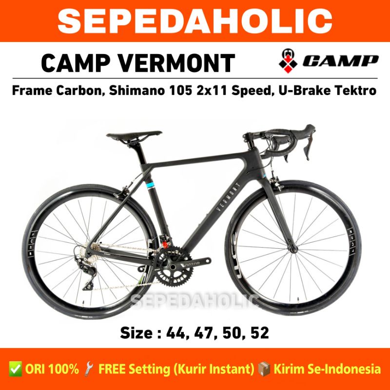 Sepeda Roadbike CAMP VERMONT Carbon Shimano 105 2x11 Speed Balap 700C Garansi Resmi