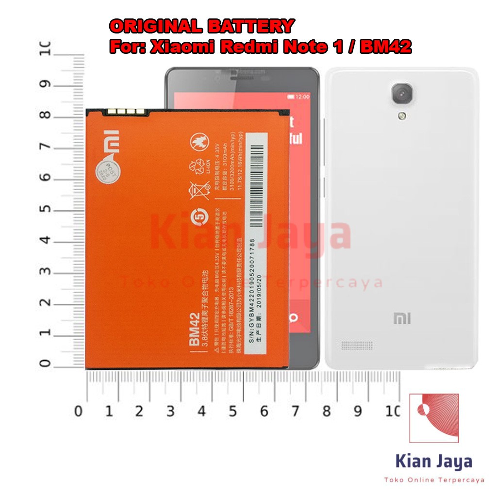 [Garansi 100% Ori] Baterai Xiaomi Redmi Note 1 BM42 Batre Batrai Battery Hp Xiao Mi BM 42 Original