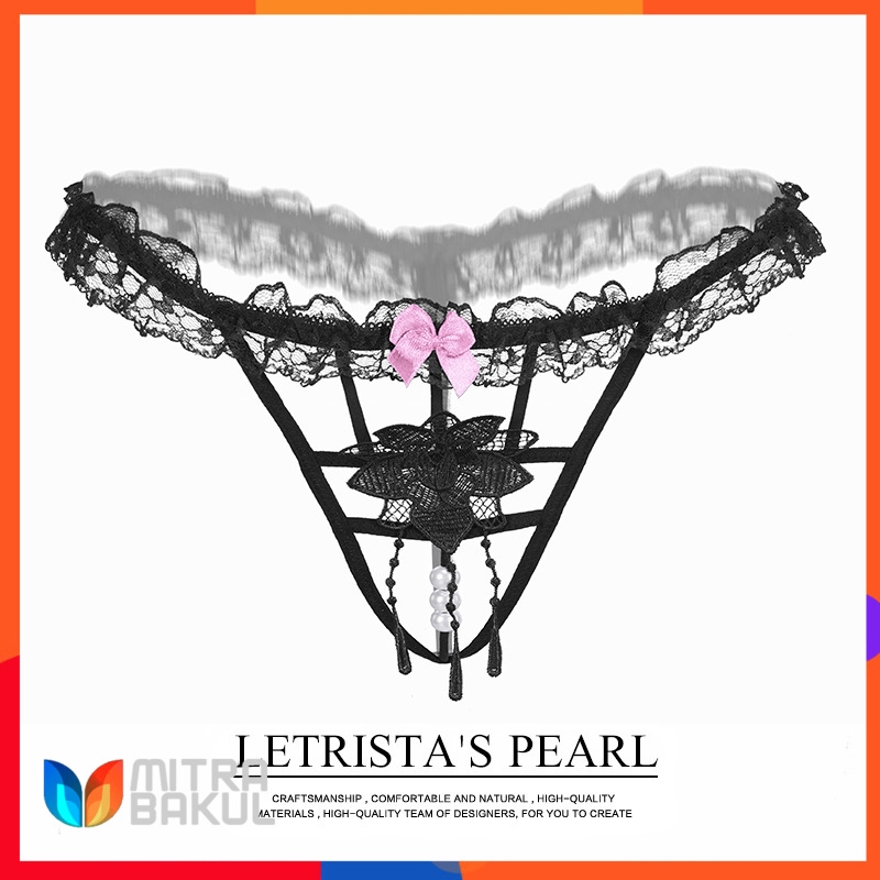 Pakaian Dalam Wanita Sexy Pearl Open Crotch Transparent Low-waisted Hot T-shaped Pants T Pants 2179